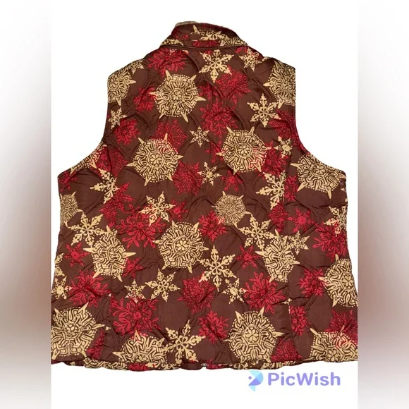 Eddie Bauer Festive Snowflake Puffer Vest - Picture 3 of 6